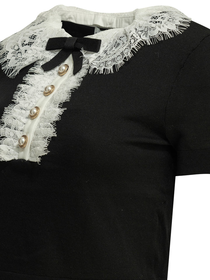 Self-Portrait Sweater With Lace Collar Knitwear - Black | a4bf6c6c265805e18a043debd29437a8c7fca6f0