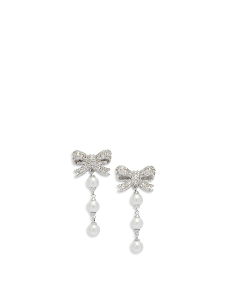 Self-Portrait Dangling Earrings With Pearls And Crystals Jewels - Silver | 418a015f7adf8614c16efb4b46f403fe999c5314