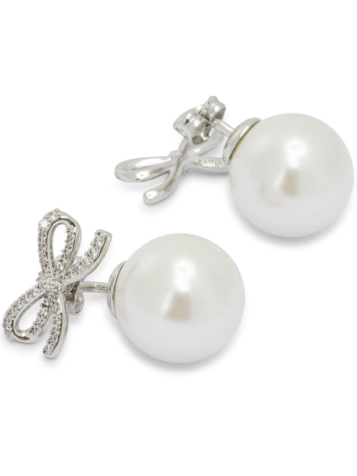 Self-Portrait Earrings With Pearl And Crystals Jewels - Silver | 949024f8f1fb532befb0551044c10ed6250de1d9