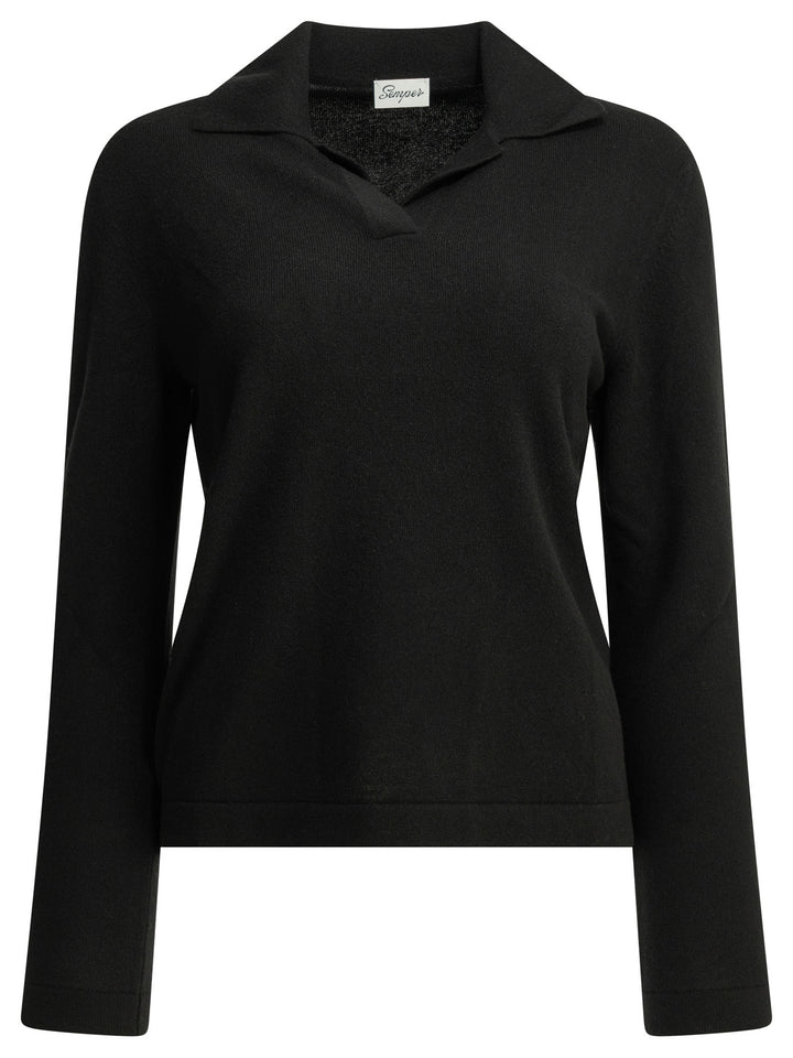 Semper Cashmere Polo Sweater Knitwear - Black | 93e901a0850b3e764c9fbba87971acdc78fea503