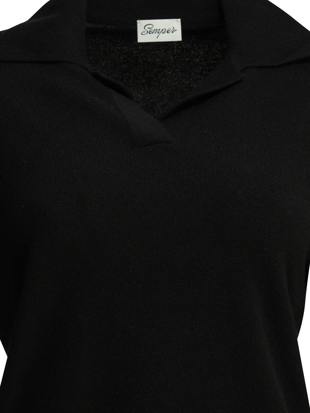 Semper Cashmere Polo Sweater Knitwear - Black | 04ee4d7b69ba888c3f335e97e469c88eb41a706f
