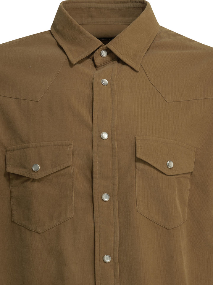 Tom Ford Corduroy Western Shirt Shirts - Beige | ee2b3b35e220d61df2960dba2031b51514201617