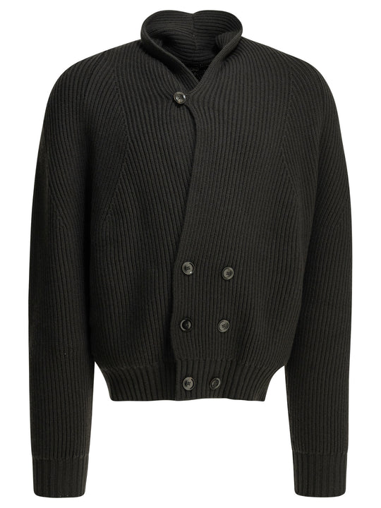Double-Breasted Cashmere Cardigan Knitwear Grey