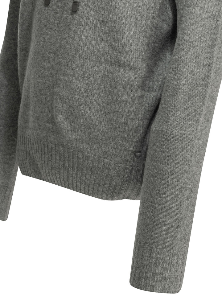 Tom Ford Cashmere Hooded Sweater Knitwear - Grey | 692f36207d4501ab588515d81dff4d7eaa7a01f7