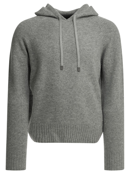 Cashmere Hooded Sweater Knitwear Grey