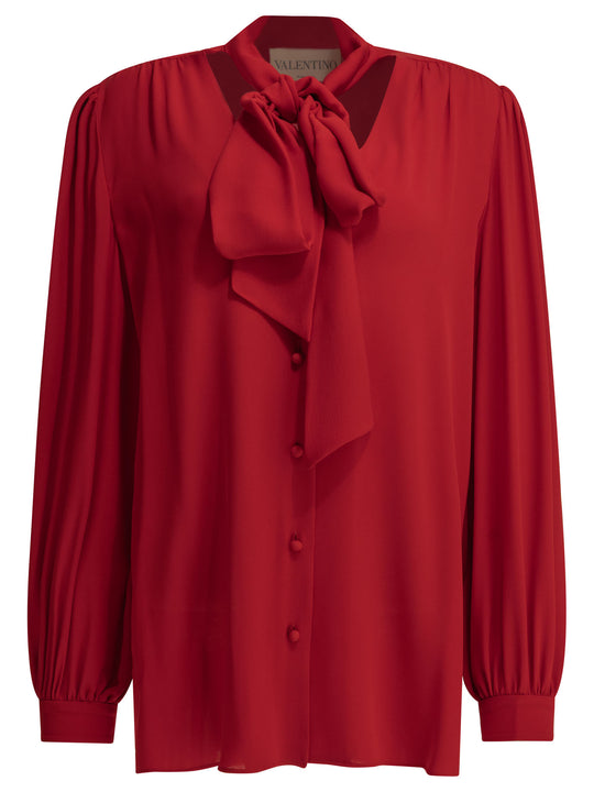 Silk Georgette Blouse Shirts Red