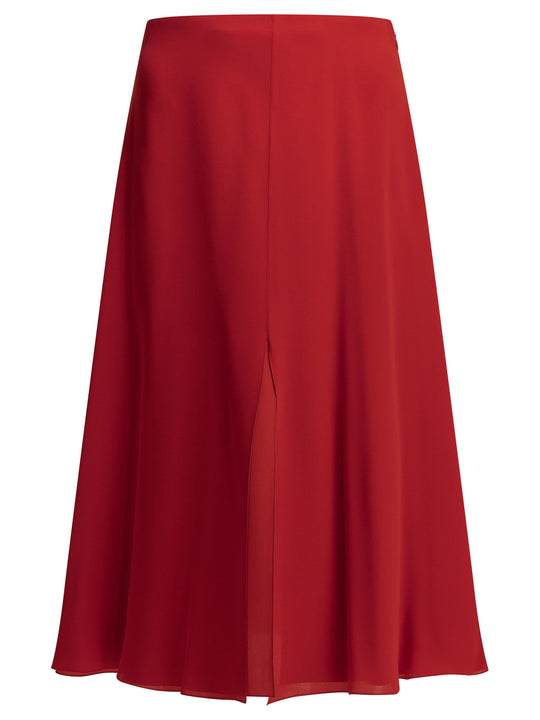 Flared Midi Skirt In Silk Skirts Red