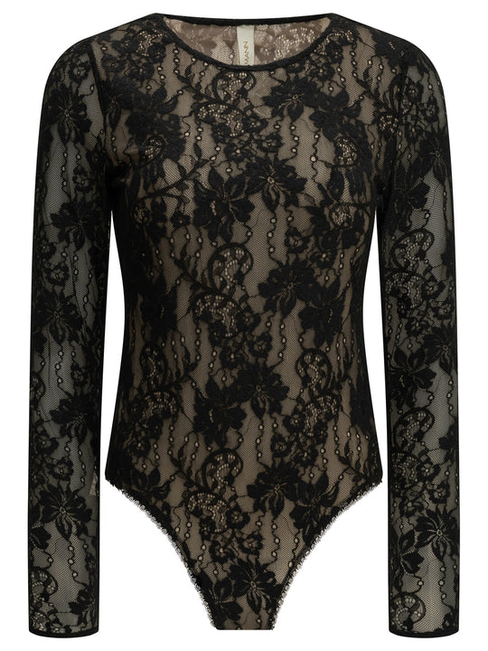 Lace Bodysuit Tops Black