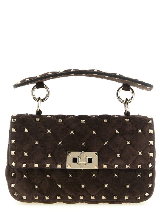 Rockstud Spike Shoulder Bags Brown