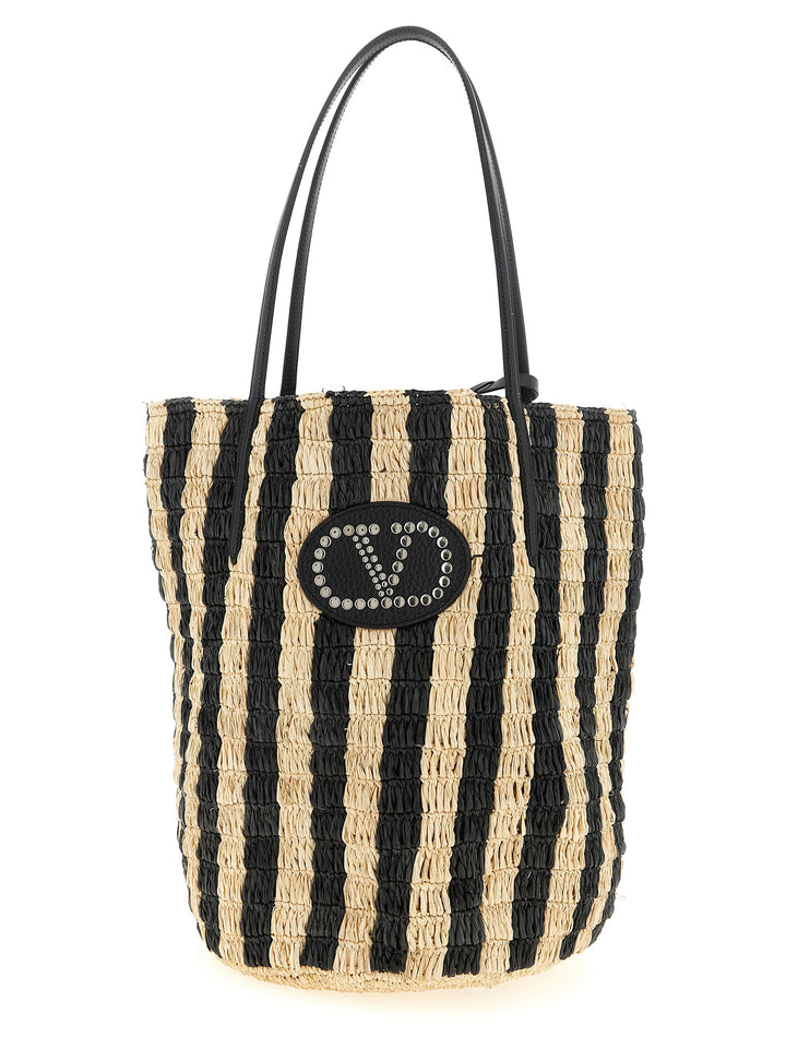 Valentino Garavani Shopping Valentino Garavani Raffia Tote Bag - Black | 93f6c697b875d8c271e34ff1716483bac504fa11