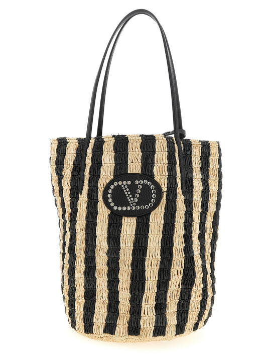 Shopping Valentino Garavani Raffia Tote Bag Black