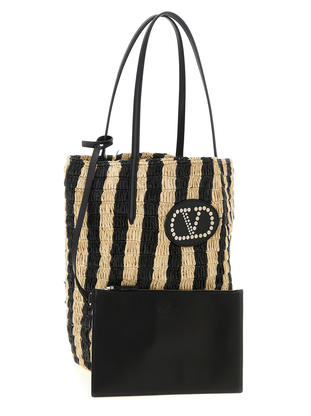 Valentino Garavani Shopping Valentino Garavani Raffia Tote Bag - Black | 6c0e2534586a71e693b6b155e7e942401c675ee3