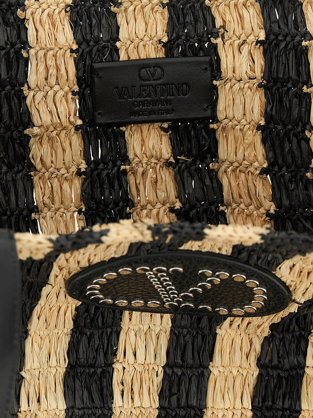 Valentino Garavani Shopping Valentino Garavani Raffia Tote Bag - Black | 63495ff1f11d4c05d8dc17ebfc505a025320a709