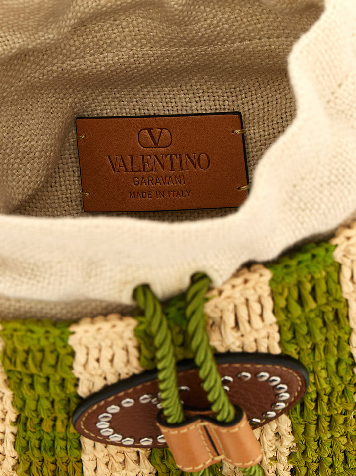 Valentino Garavani Valentino Garavani Raffia Small Bucket Bag Shoulder Bags - Green | 8288b47f0bdc2e8c9f1454c891e4cae5cedd596b