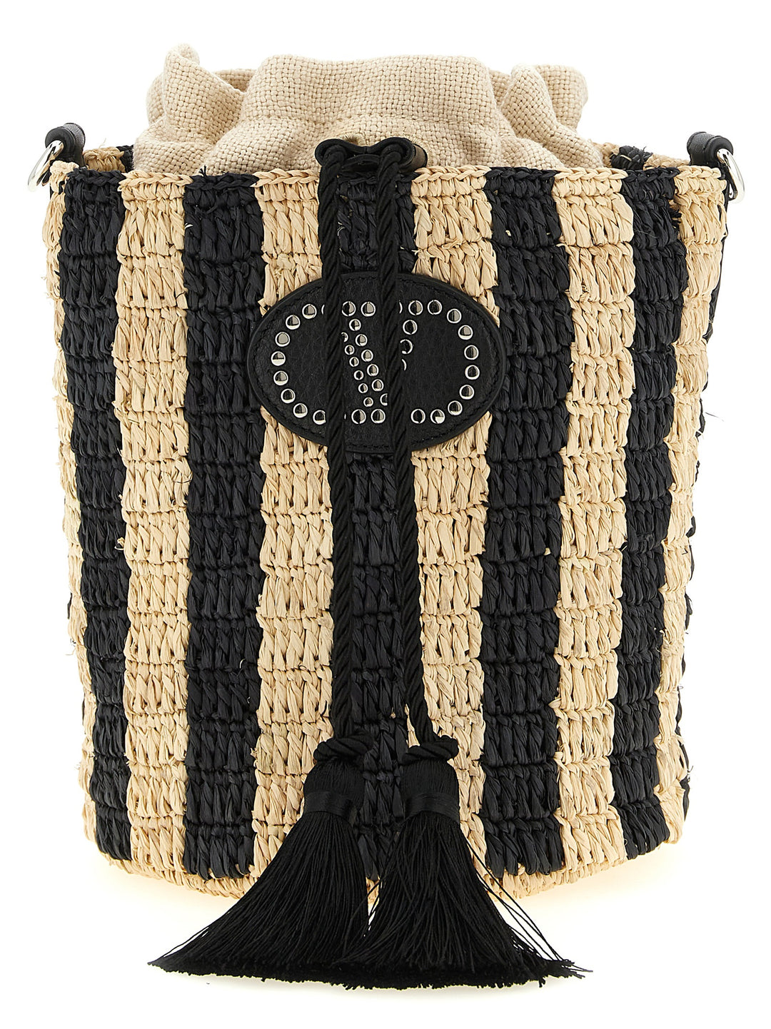 Valentino Garavani Valentino Garavani Raffia Small Bucket Bag Shoulder Bags - Black | f095f2960f1a01b93da8ba087c1938283b515012