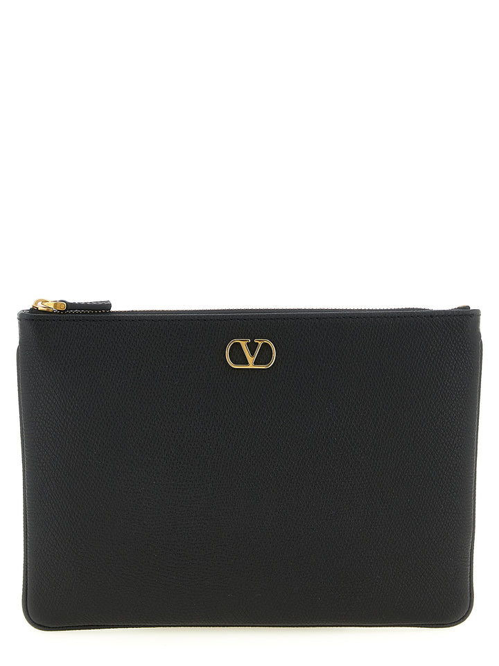 Valentino Garavani Valentino Garavani Vlogo Medium  Bag Clutch - Black | d90630fccfa43323c9d1cf12293ee4f61eb22e88