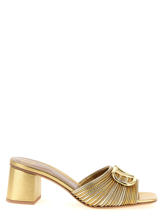 Valentino Garavani Vlogo Signature Slides Sandals Gold