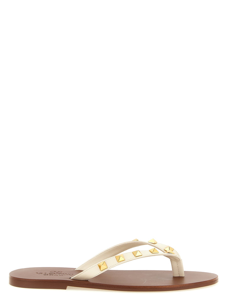 Valentino Garavani Thong Rockstud Sandals - White | 32ce78de3a4c40cb04c5914ae9baff8a21df17fc