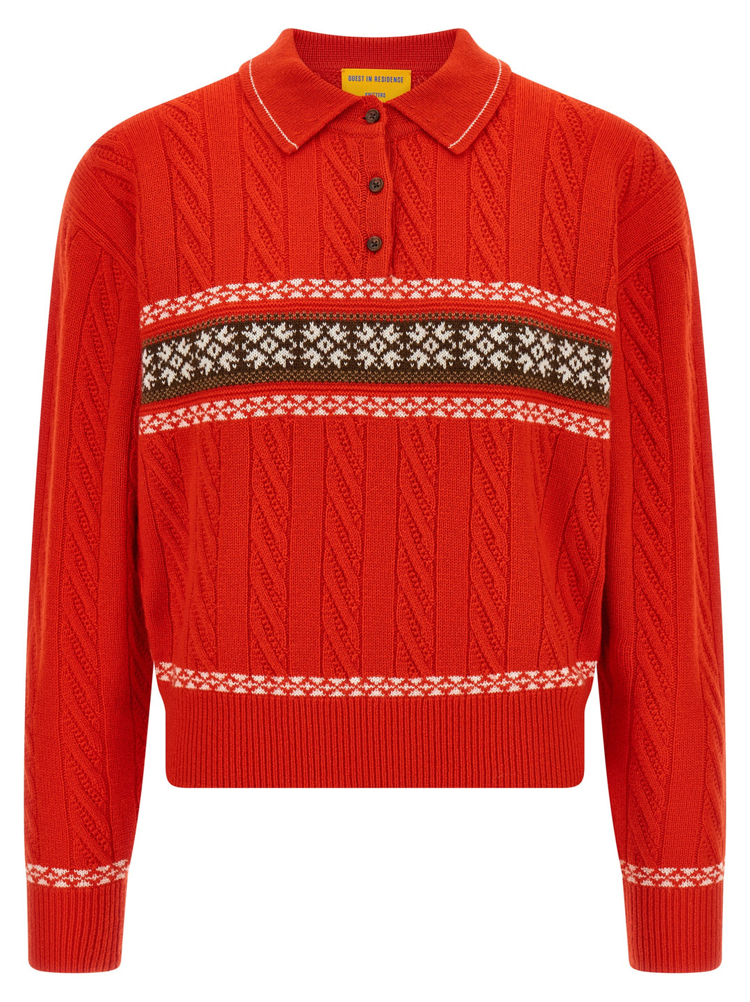 Guest In Residence Cable Collegiate Polo Sweaters and Cardigans - Red | 591c4ed6669b29c6ebab01fdd0b4a7f1b383f0b6