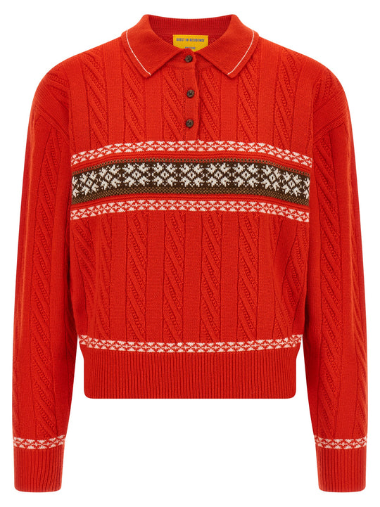 Cable Collegiate Polo Sweaters And Cardigans Red