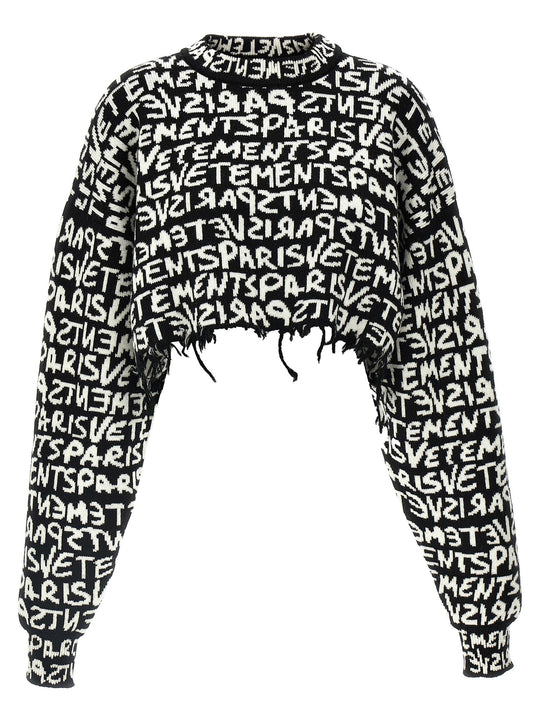 Vetements Paris Monogram Sweaters And Cardigans White/Black