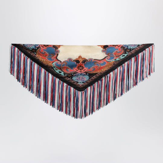 Silk Jacquard Scarf With Fringes