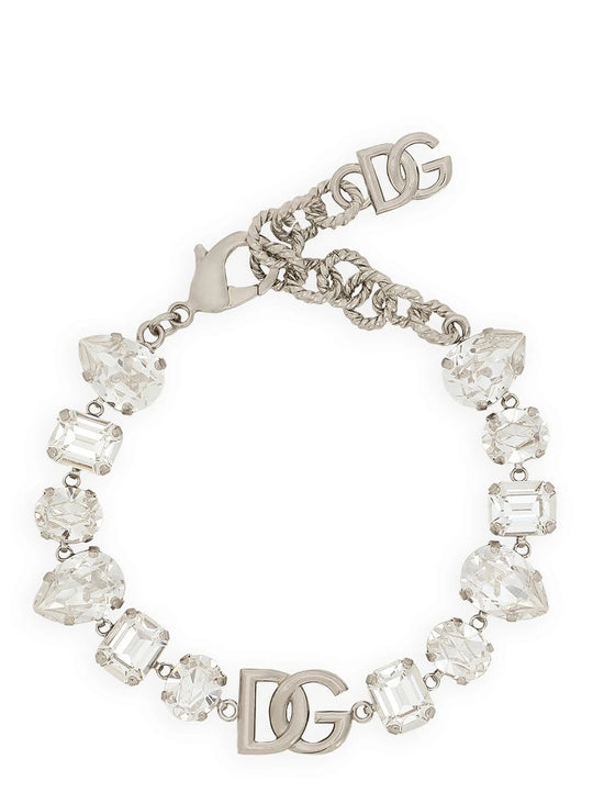 Bracelet With Rhinestones And Logo Jewelry Silver