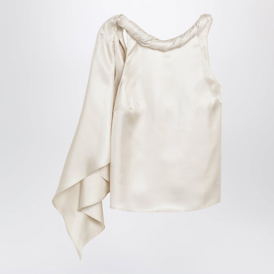 Wilma Silk Twill Top With A Twisted Collar And Scarf Detail