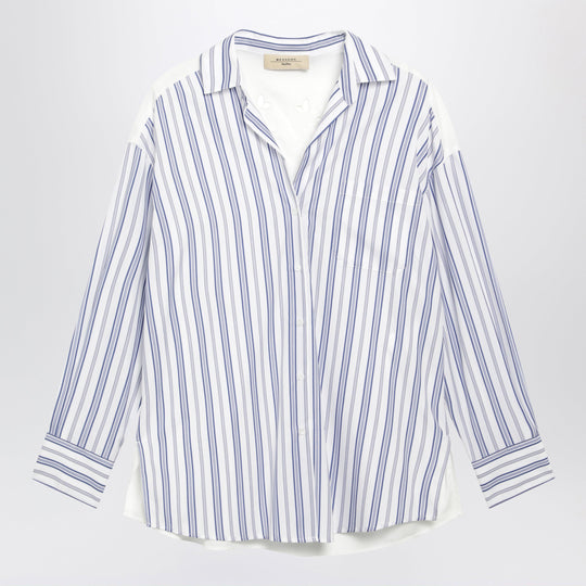White/Blue Striped Shirt With Sangallo Insert
