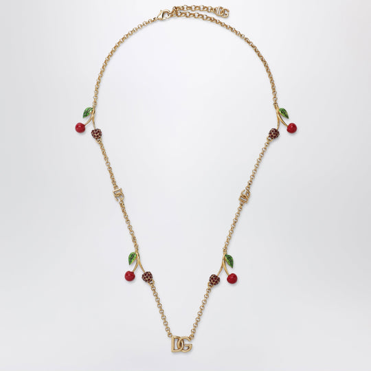 Gold-Tone Necklace With Dg Logo And Cherry Charms
