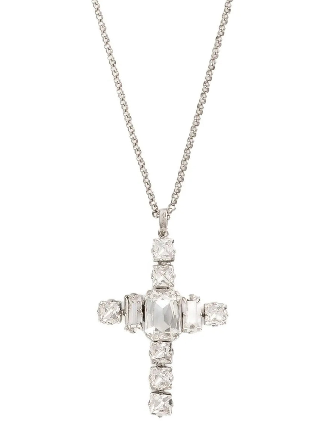 Dolce & Gabbana Rhinestone Cross Necklace Jewelry - Silver | dc3411afadb9aee3374941f3c1057877d8fdcbc4