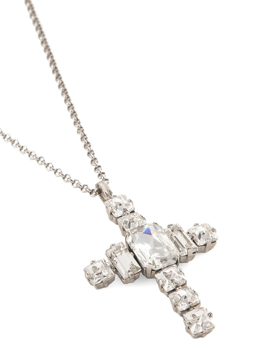Rhinestone Cross Necklace Jewelry Silver