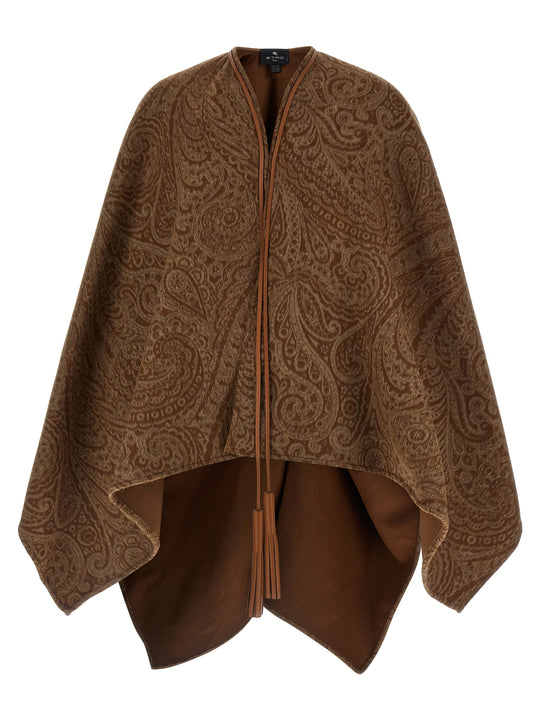 Paisley Pattern Cape Capes Brown