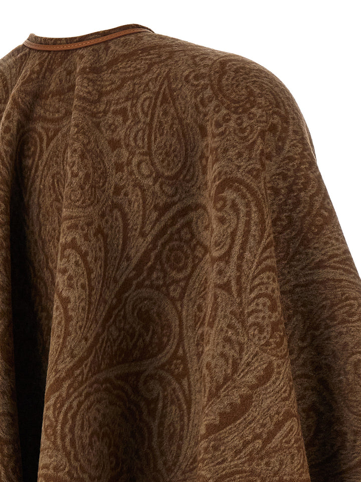 Etro Paisley Pattern Cape Capes - Brown | 260c619acca03b372effd76a67e9ec9ba29ff3bf