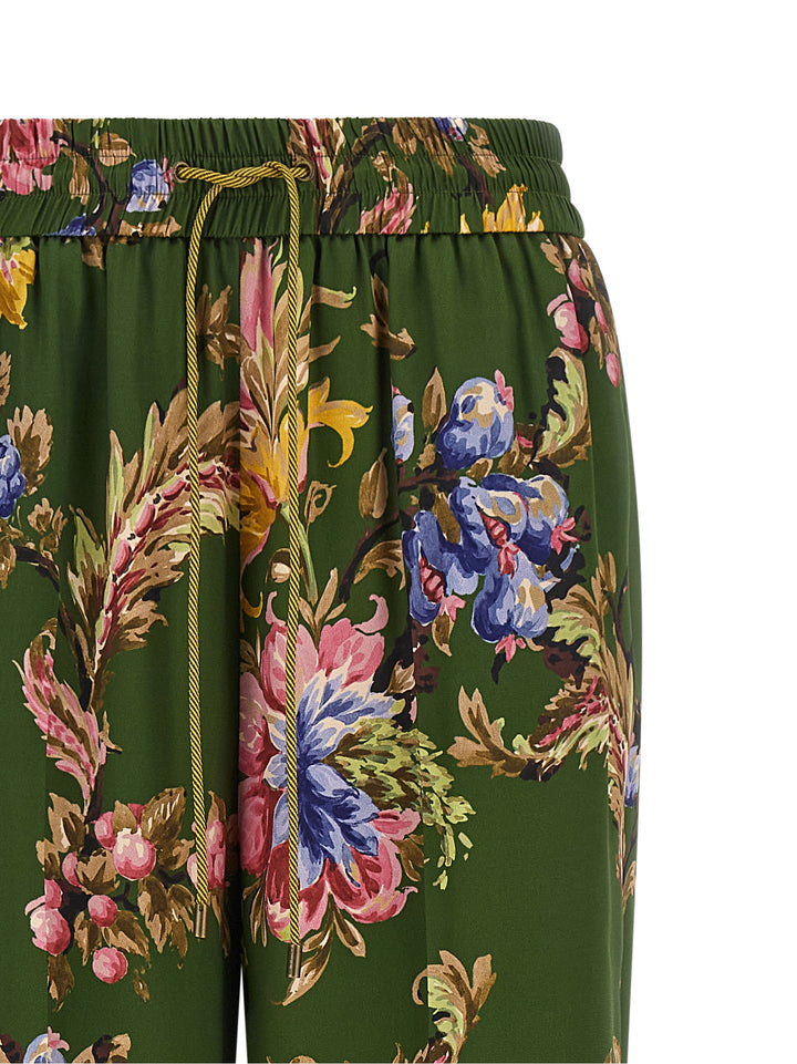 Etro Floral Print Trousers Pants - Green | ca57659b47e9c35b74e783f10bfb636ad756e2d5
