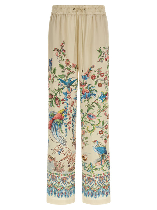 Flora And Fauna Printed Trousers Pants Beige