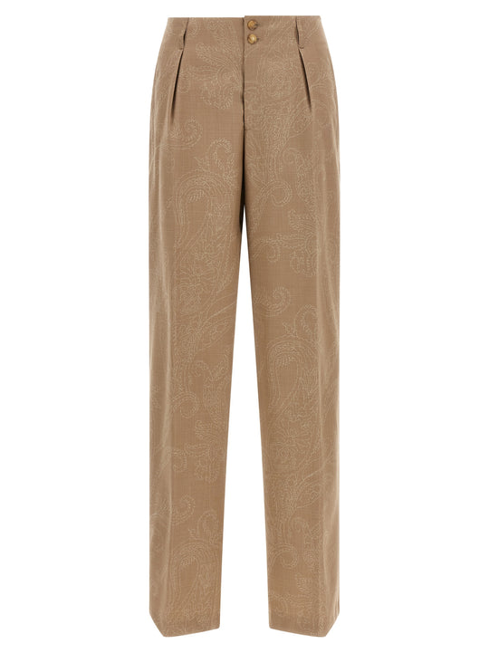 Paisley Jacquard Pants Beige