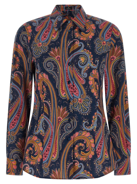 Floral Paisley Shirt Shirt And Blouse Blue