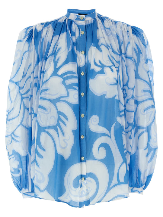 Floral Shirt Shirt And Blouse Light Blue