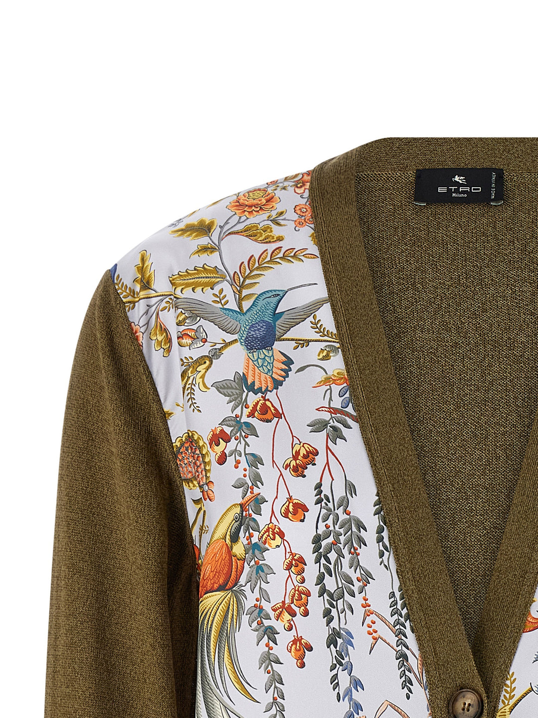 Etro Paisley Silk Insert Cardigan Sweaters and Cardigans - Green | c1d5d34a5fad8c94d8a125c68f118b0a04f153a9