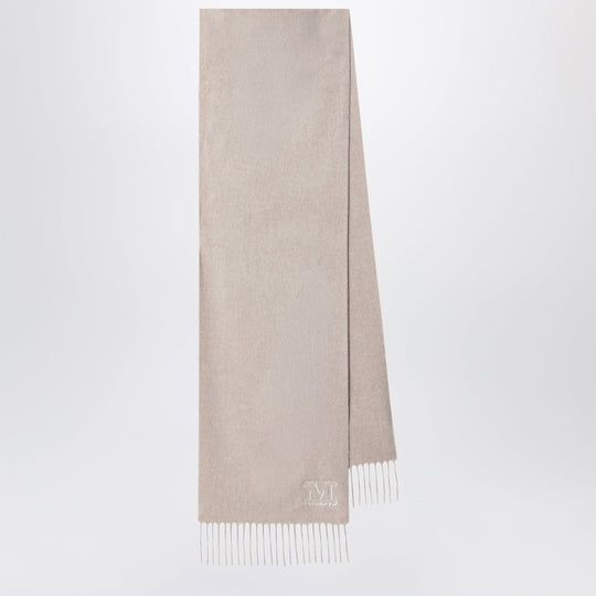 Sand-Colored Cashmere Scarf With Embroidered Logo