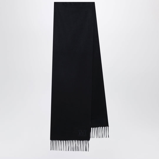 Cashmere Stole With Monogram Embroidery In Black