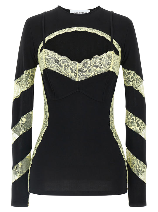 Trompe L'Oeil Top Tops Black