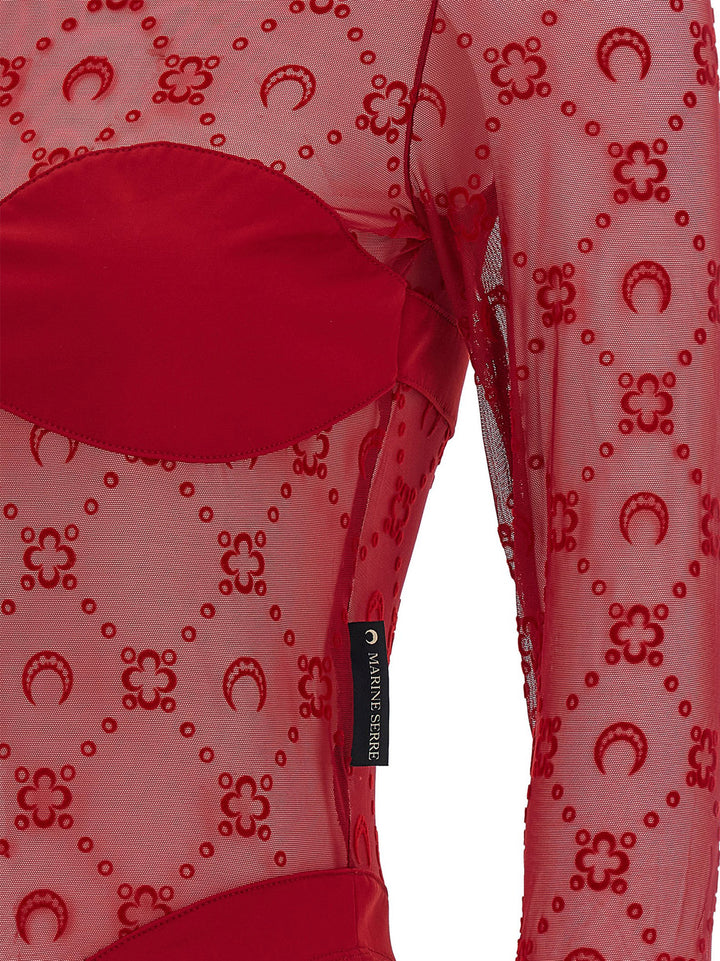 Marine Serre Moonogram Tops - Red | 6943bae1292035916666672b2dd0a4918fed924a