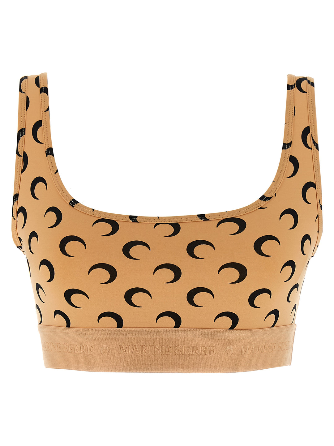 Marine Serre Moon Printed Jersey Tops - Beige | 8cff8a5333cedc53323dcc10609ae9991af8a1a4