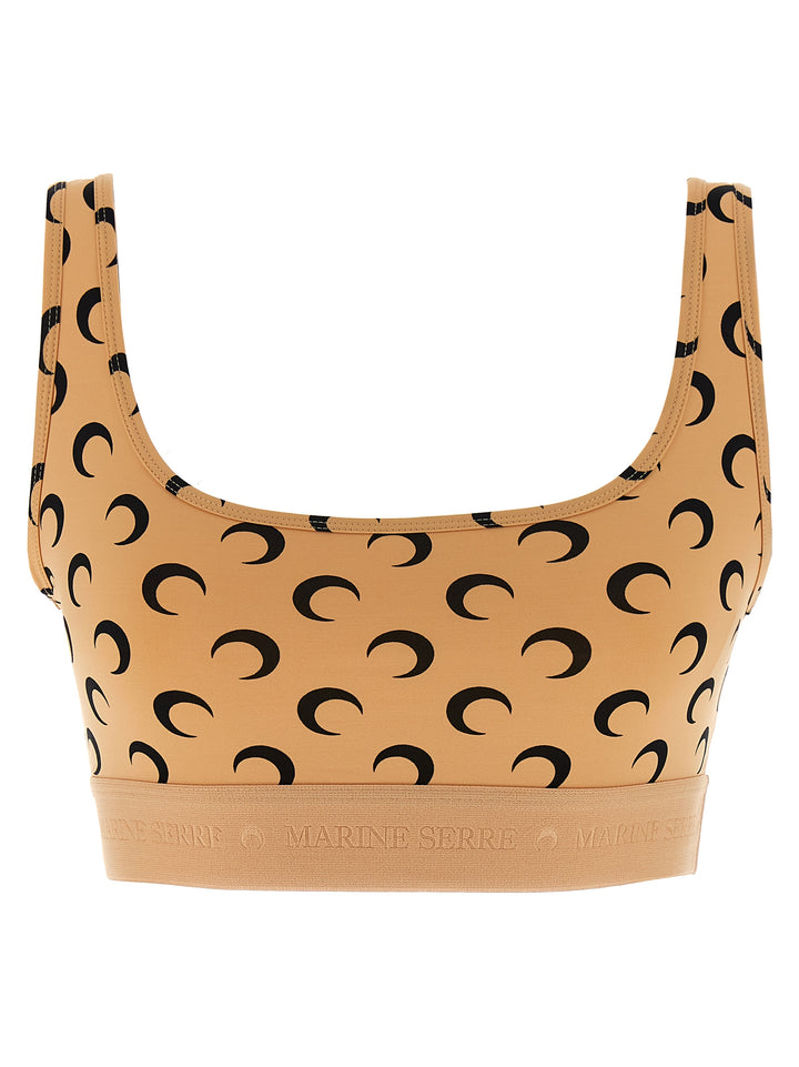 Marine Serre Moon Printed Jersey Tops - Beige | 8cff8a5333cedc53323dcc10609ae9991af8a1a4