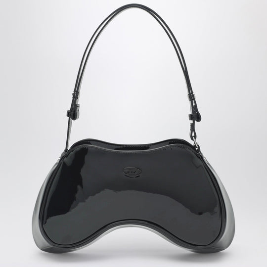 Double-D Patent Leather Shoulder Bag In Black