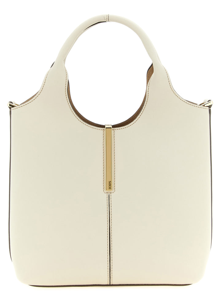 Tod'S Mini Metal Plate Shopping Bag Tote Bag - White | 9c807bf6551bccf0e6371d36836b53ddfb3fc8c9
