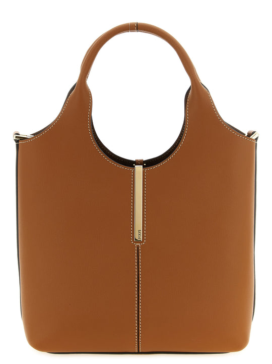 Mini Metal Plate Shopping Bag Tote Bag Brown
