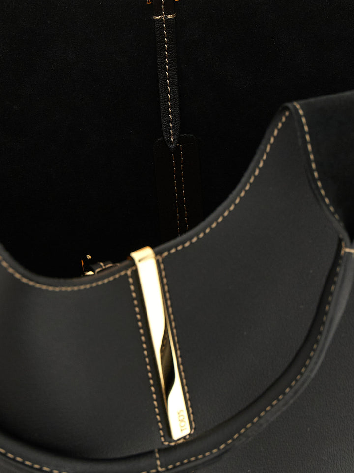 Tod'S Small Metal Plate Shopping Bag Tote Bag - Black | 90bc6ecef0a89fb71bfd6e6b5028efb11725b07f